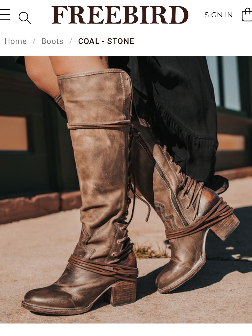 freebird Coal - Stone Over-the-Knee Distressed Brown Leather Boots